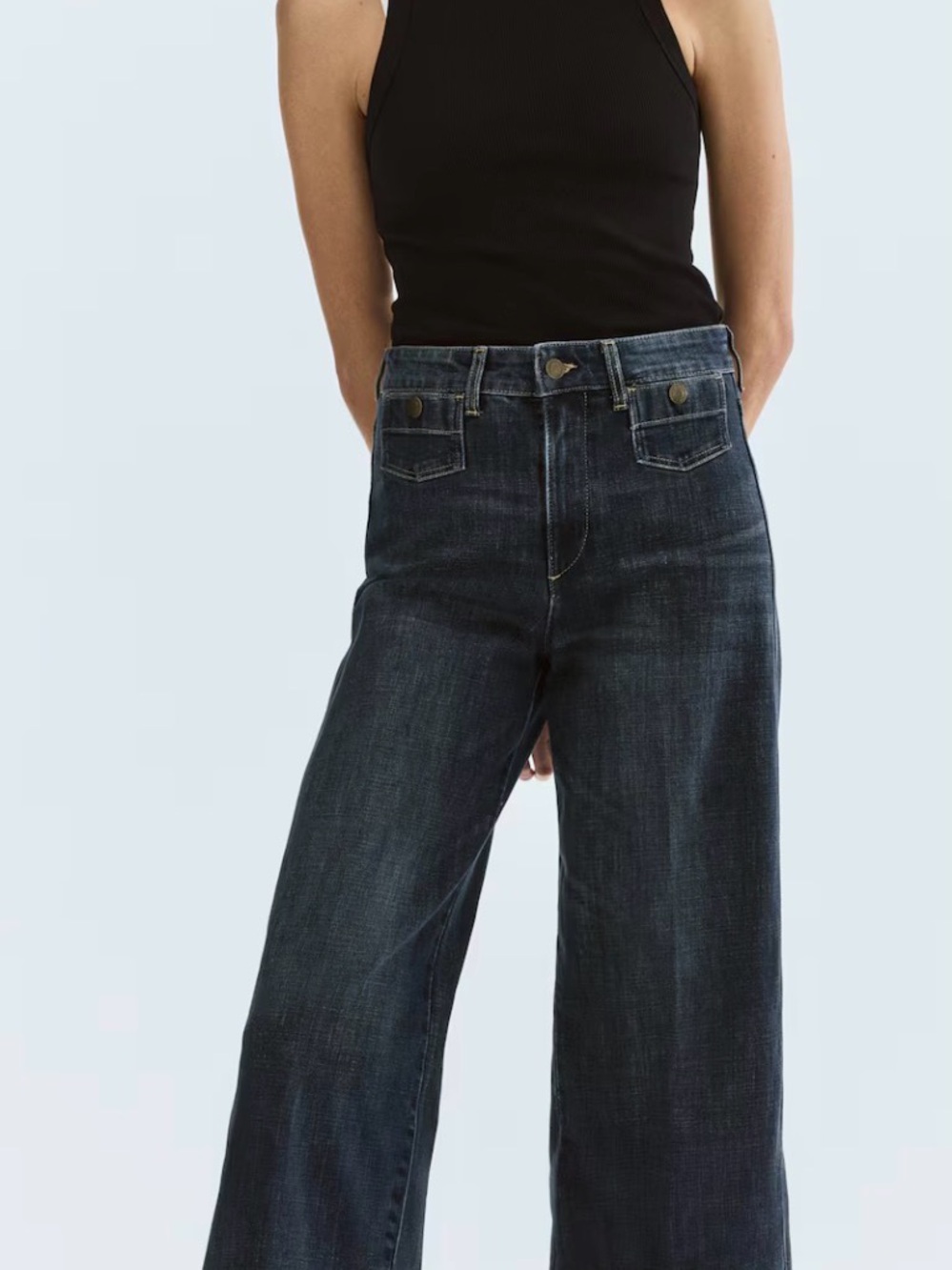 H&M Wide leg, high waist, ankle length Dark Blue Women's Jeans